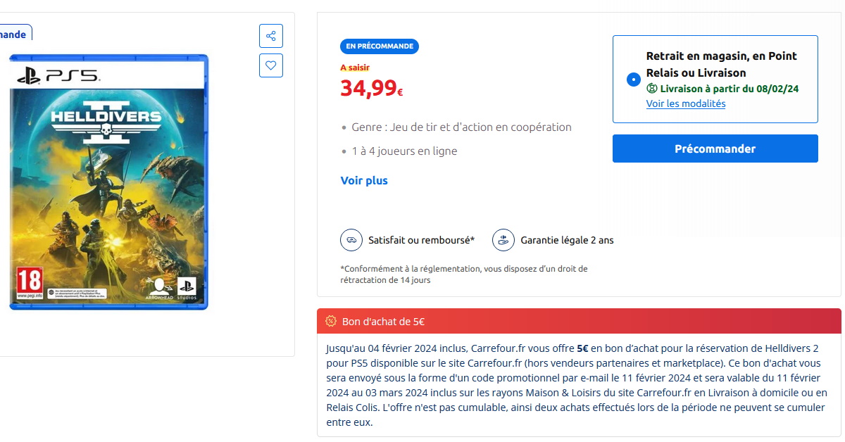 Helldivers 2 (PS5) desde 34,99 €