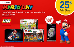 Jusqu'&agrave; 25% offerts pour l'achat de Lego Super Mario