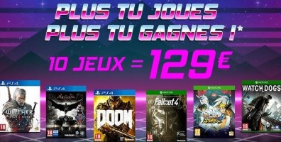 Opération jeux vidéo (PS4, Xbox One) : 3 jeux pour 59€, 5 jeux pour 79€ ou 10 jeux pour 129€