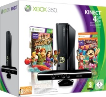 Console Xbox 360 4 Go + capteur Kinect + Kinect adventures ! + Carnival + Carte abonnement 3 mois - gold