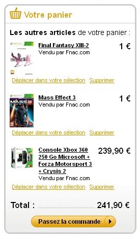 Final Fantasy XIII-2 et Mass Effect 3 à 1€ chacun pour l'achat d'une xbox 360